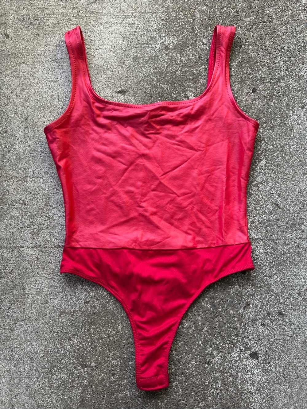Just Polly Red Colorblock Sleeveless Bodysuit